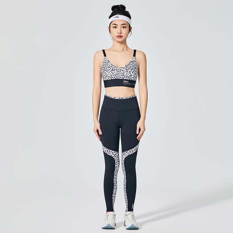 Sutiã esportivo estampado leopardo branco