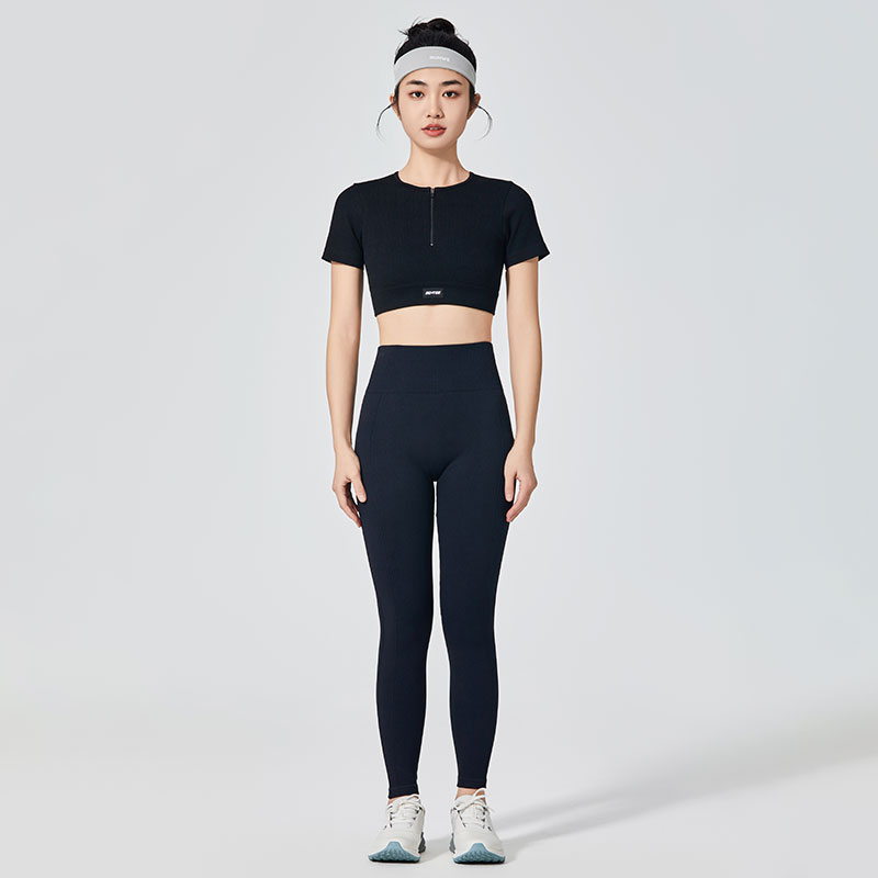 Leggings esportivas clássicas pretas sem costura femininas